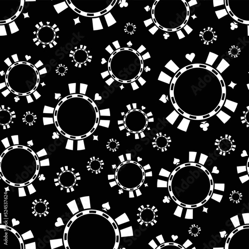 Gambling gaming chips casino poker roulette chips icon seamless pattern vector graphic