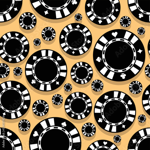 Casino poker roulette  chips gambling gaming chips icon seamless pattern vector graphic