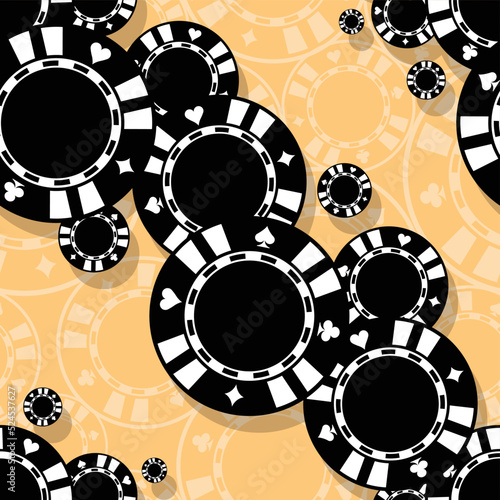 Gambling gaming chips casino poker roulette chips icon seamless pattern vector graphic
