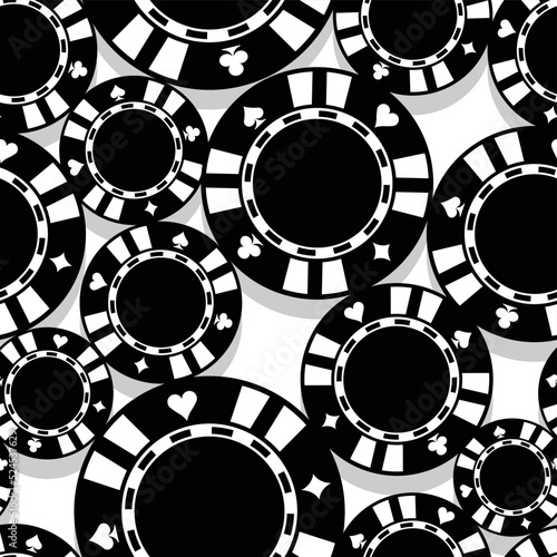Casino poker roulette  chips gambling gaming chips icon seamless pattern vector graphic