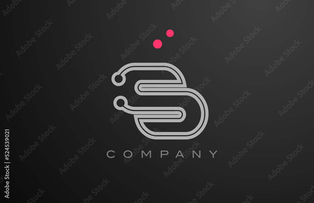 pink grey line S alphabet letter logo icon design with dot. Creative template for company and business pink grey line S alphabet letter logo icon design with dot. Creative template for company and business