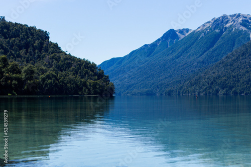Amazing panoramic of a lake and mountain in San Carlos de Bariloche  Route 40  Argentina  Patagonia  South America. Horizontal