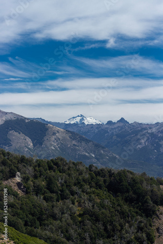 Amazing panoramic of a mountain and clouds in San Carlos de Bariloche  Argentina  Patagonia  South America. Vertical