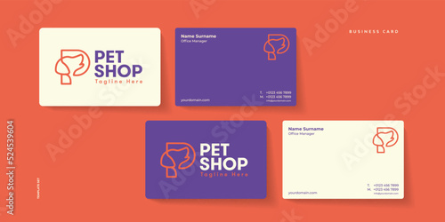 Pet shop business card vector template set. Pet Shop dog logo Illustration is a logo template suitable for any business or personal identity related to animal lovers, veteriner clinics.