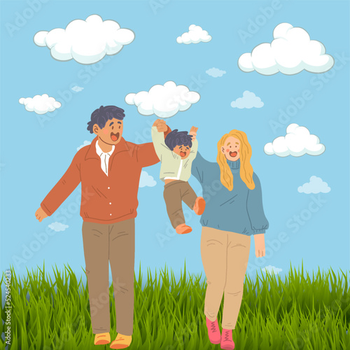 Family having fun in the park