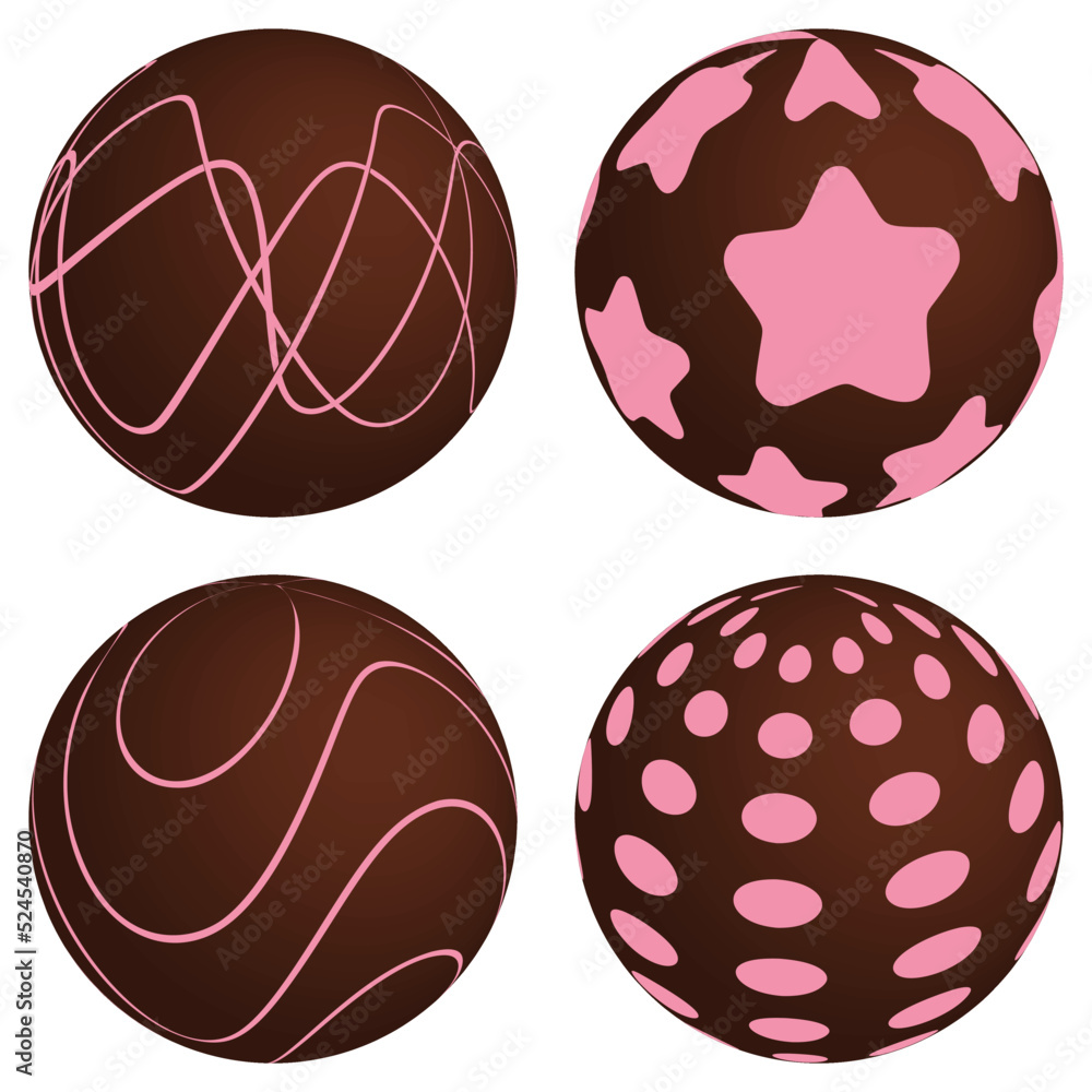Strawberry mix Chocolate Ball 3d. Vector illustration. Strawberry mix Chocolate Ball 3d. Vector illustration.