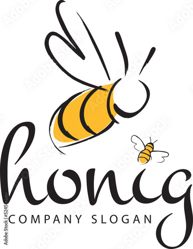Honig Etikett mit fliegenden Bienen