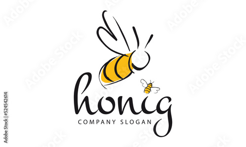 Honig Etikett mit fliegenden Bienen