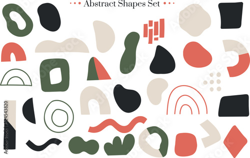 Set of flowing shapes. Collection of abstract geometric shapes. Decorative futuristic digital creative figures.