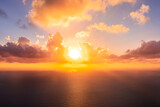 Beutiful sunset or sunrise over the sea. Panorama web banner or print. Vacation holiday concept background wallpaper