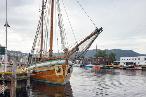 The sailing ship Anne Margrethe. The ship is a Galeas from 1881 with 350 m2 sail and weighs 110 tons. At quay in Trondheim, Trøndelag, Norway, Scandinavia, Europe