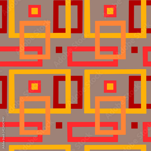 Bold yellow and orange irregular squares on beige background. 60s, 70s, style.