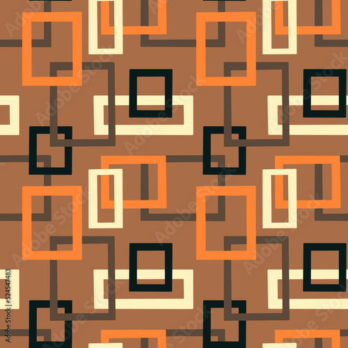 Squares vector pattern. Irregular rectangles on brown background.