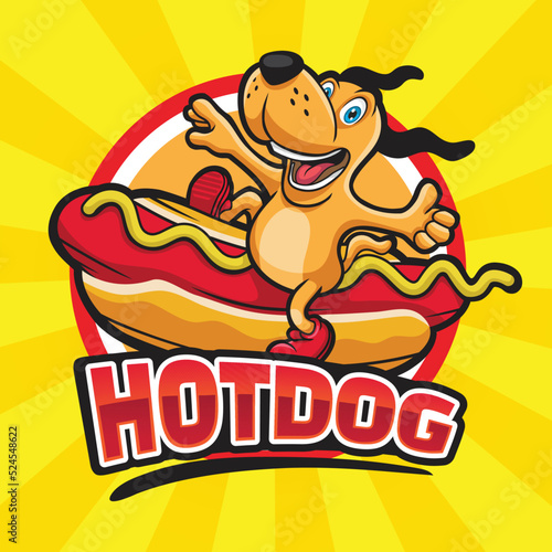 Dog Ridding Hotdog Mascot Design