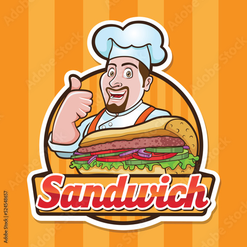 Sandwich Chef Mascot Logo Design