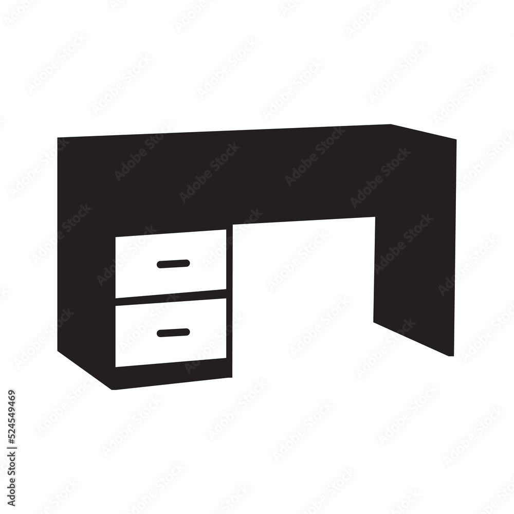 Office furniture desk table icon | Black Vector illustration | Office furniture desk table icon | Black Vector illustration |