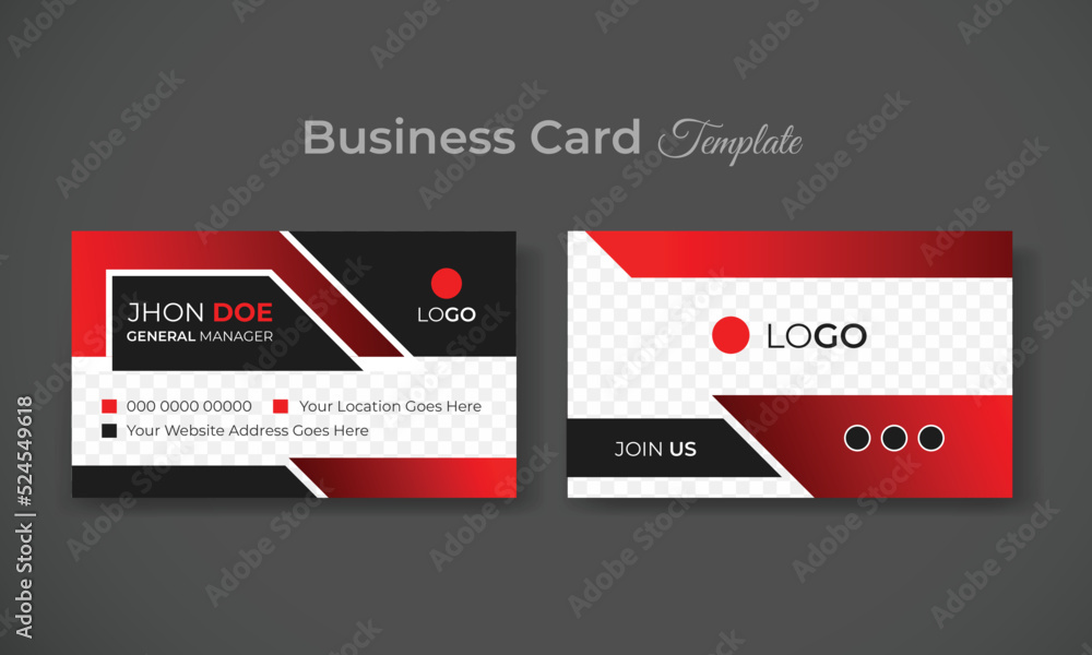 Professional abstract red and black luxurious business card design or promotional corporate personal branding presentation template Professional abstract red and black luxurious business card design or promotional corporate personal branding presentation template