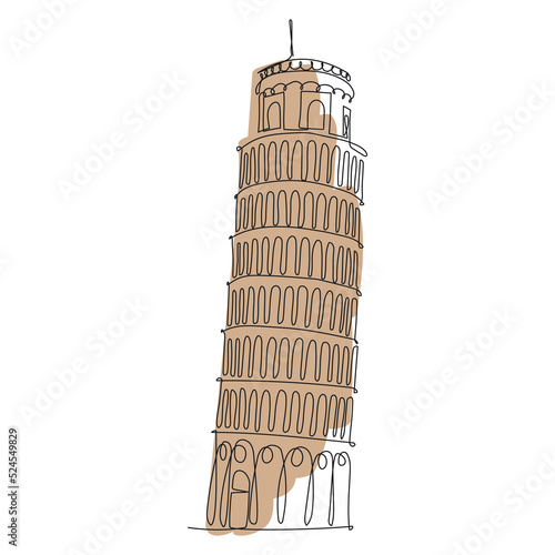 Italian Tower doodle sketch. Isolated on white.