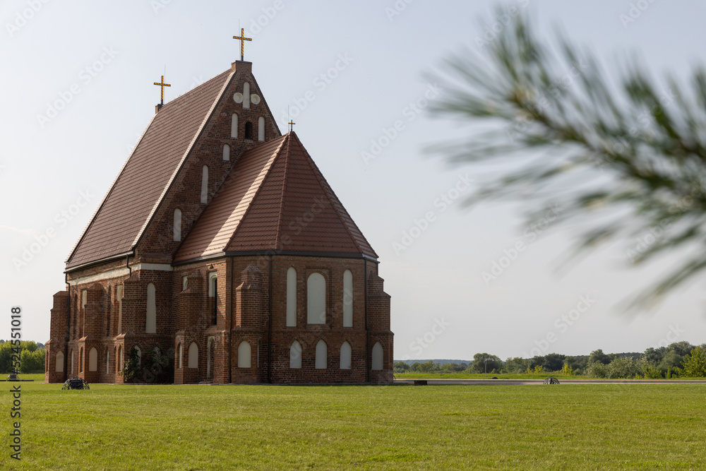 Zapyskis, Lithuania July 20 2022: early Gothic red brick church (built between 1530 and 1578) In Lithuania, Zapyskis, Kaunas district. Zapyskis, Lithuania July 20 2022: early Gothic red brick church (built between 1530 and 1578) In Lithuania, Zapyskis, Kaunas district.