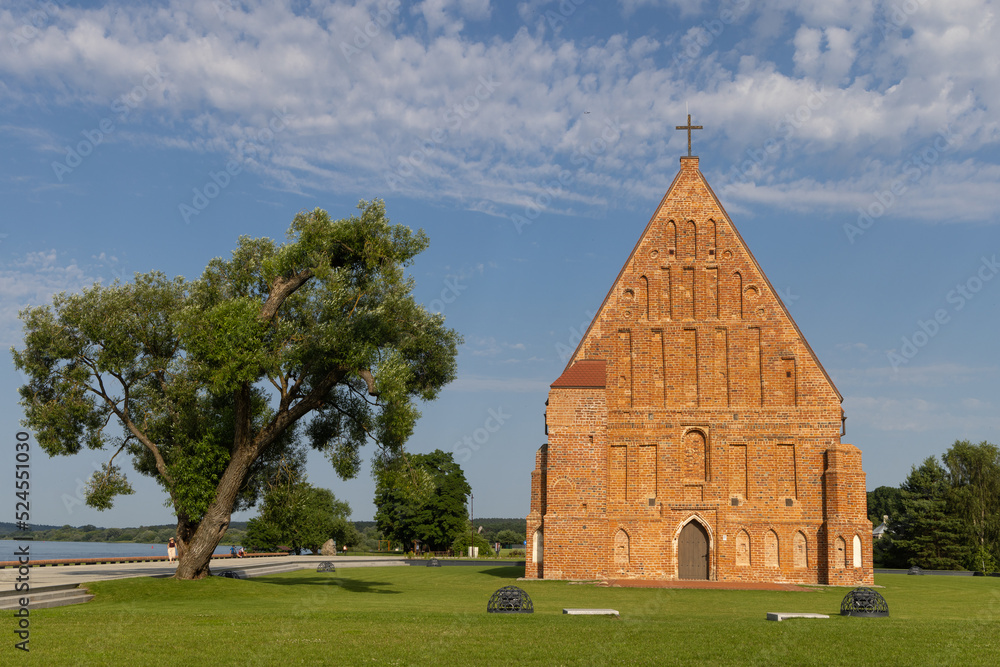 Zapyskis, Lithuania July 20 2022: early Gothic red brick church (built between 1530 and 1578) In Lithuania, Zapyskis, Kaunas district. Zapyskis, Lithuania July 20 2022: early Gothic red brick church (built between 1530 and 1578) In Lithuania, Zapyskis, Kaunas district.