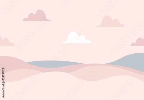 Vector hand drawn abstract mountains and hills. Mountain landscape. Trendy wallpapers. 