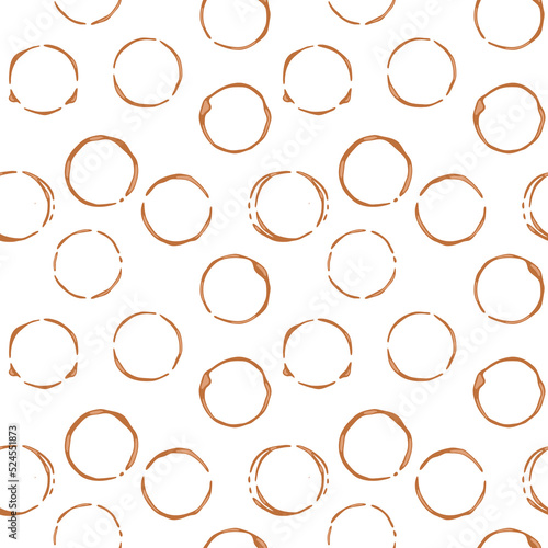 Seamless pattern with coffee mug stains on tablecloth. Vector illustration
