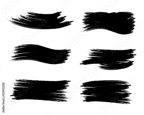 Painted grunge stripes set. Black labels, background, paint texture. Handmade design elements. Brush strokes Vector illustration