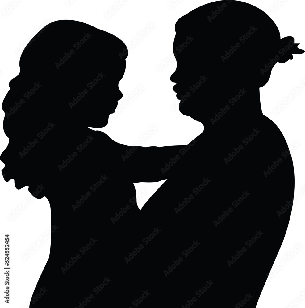 daughter and girl, head silhouette vector