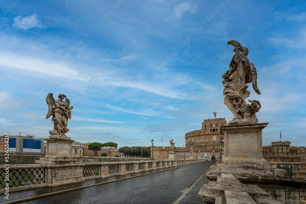Castel Saint Angelo museum bridge castle touristic destination beautiful sky reflection and lights Castel Saint Angelo museum bridge castle touristic destination beautiful sky reflection and lights