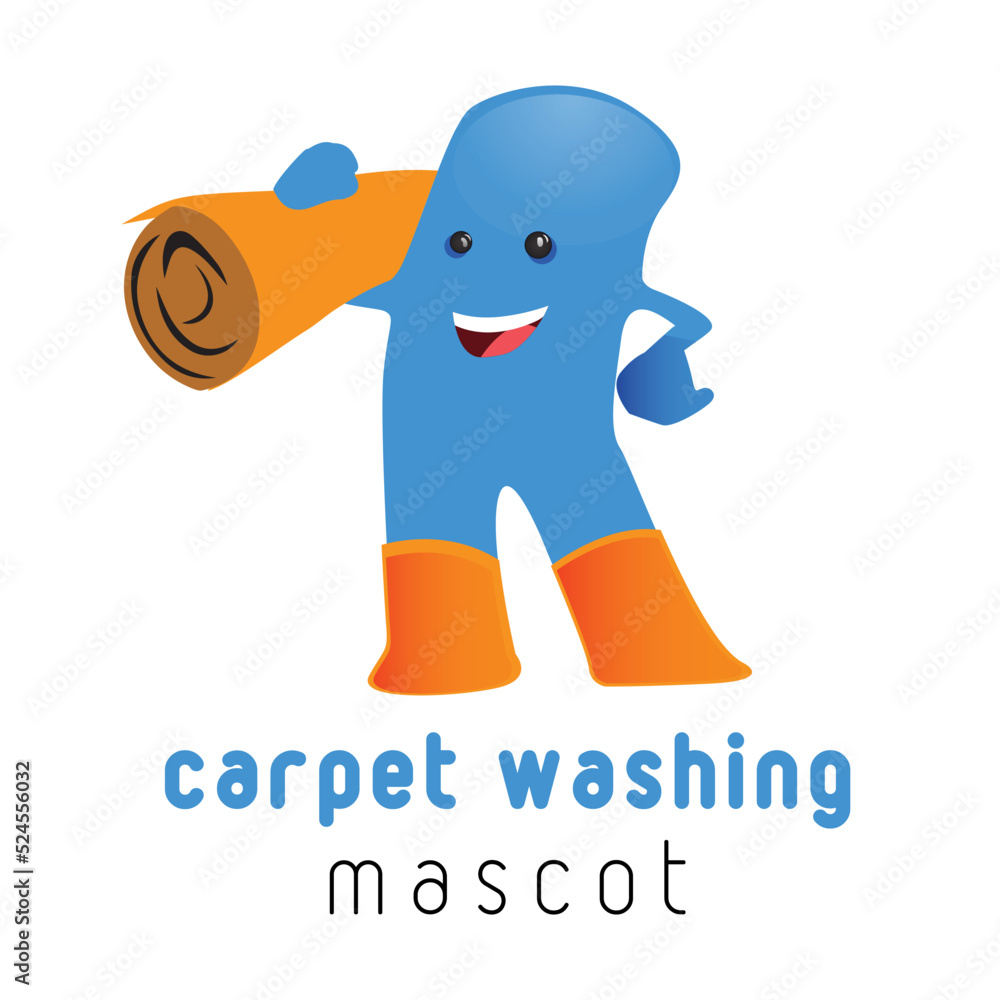carpet washing mascot logo, clean service carpet washing mascot logo, clean service