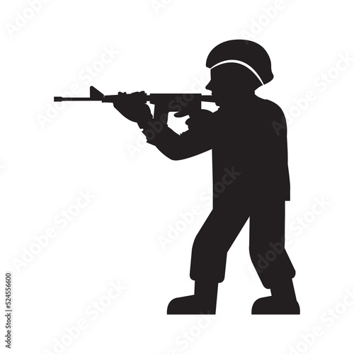 Child army play soldier icon | Black Vector illustration |