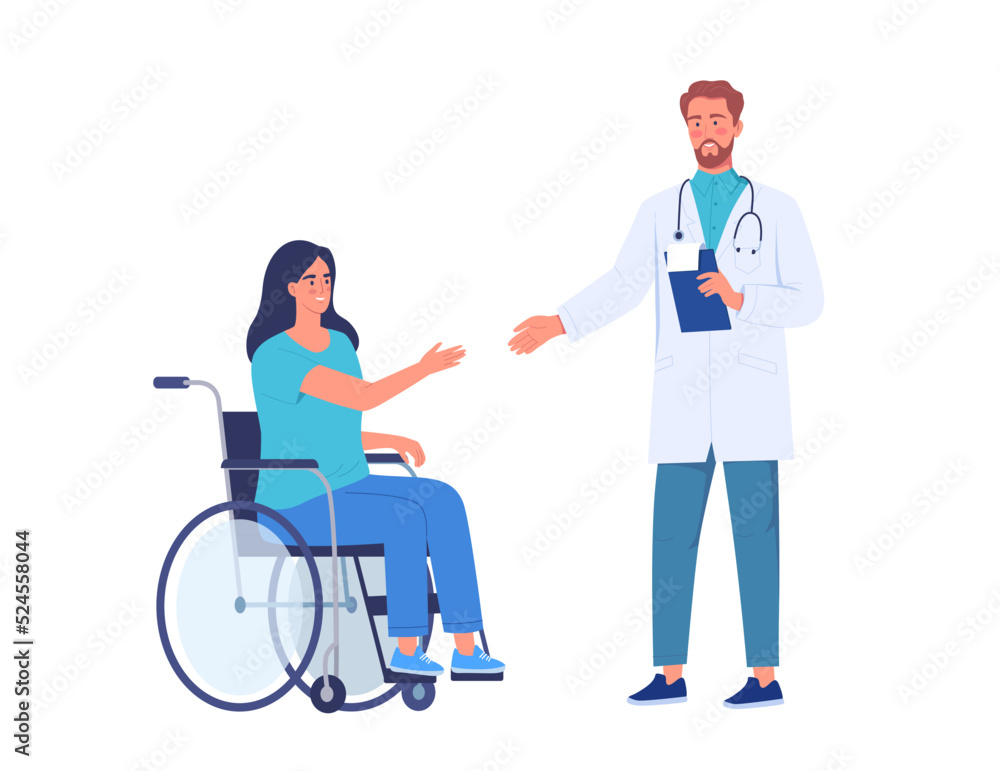 A doctor treats a young patient characters design illustration A doctor treats a young patient characters design illustration