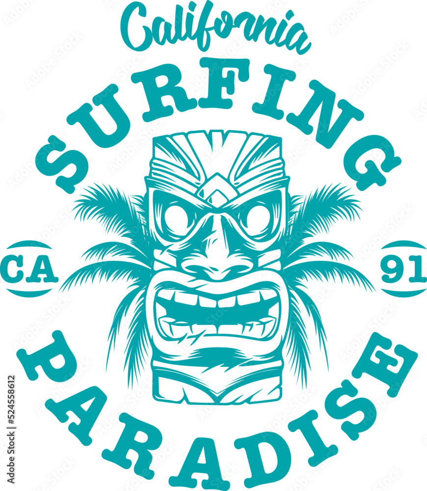 Fully editable Vector EPS 10 Outline of California Surfing Paradise T-Shirt Design an image suitable for T-shirts, Mugs, Bags, Poster Cards, and much more. The Package is 4500* 5400px