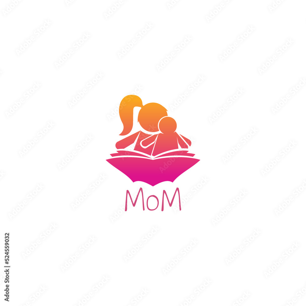 mom symbol mother-child logo happy family logo Stock Vector | Adobe Stock