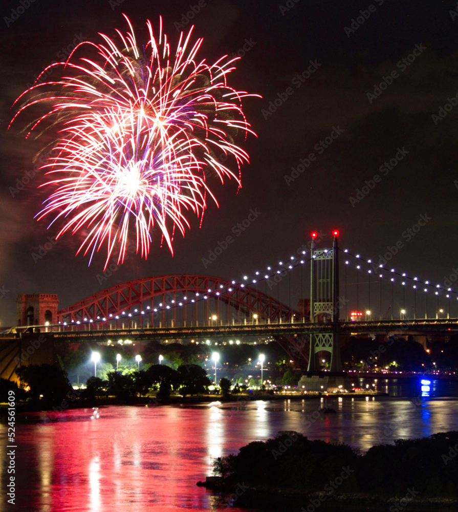 Naklejka premium fireworks over the river