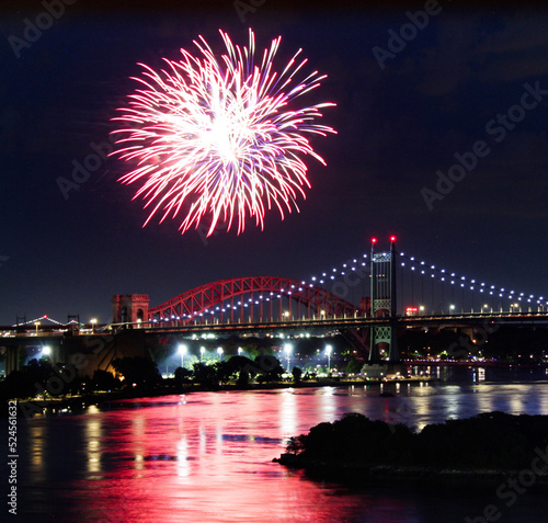 Photography fireworks over the river