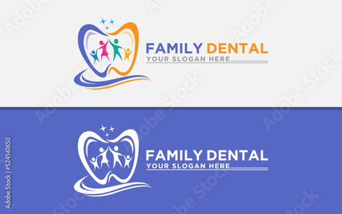Family Logo Dental with Funny and Colorful Vibes Concept.