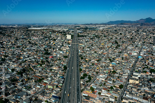 Huge highways in cities. Rio de Janeiro, Nova Iguaçu district, Brazil. Presidente Dutra Highway. photo