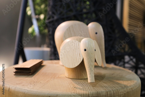 Photography Two decorative wooden elephants
