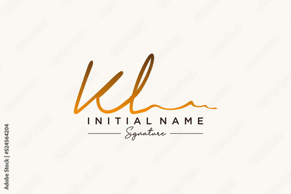 Initial KL signature logo template vector. Hand drawn Calligraphy lettering Vector illustration. Initial KL signature logo template vector. Hand drawn Calligraphy lettering Vector illustration.