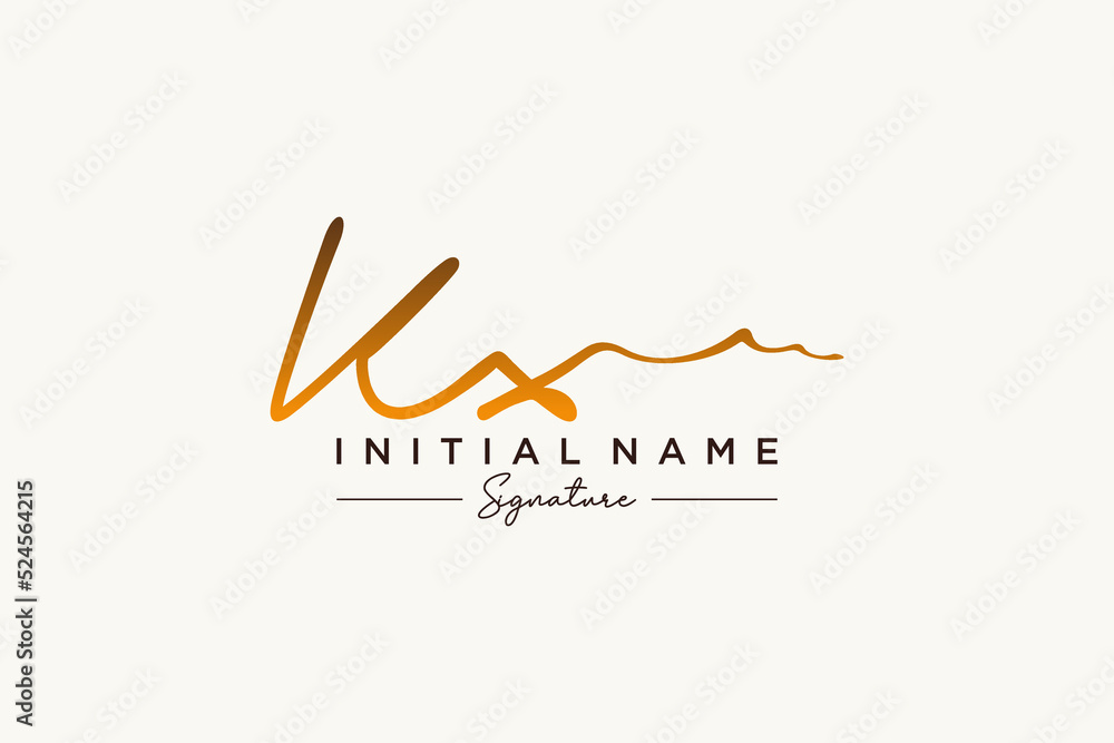 Initial KX signature logo template vector. Hand drawn Calligraphy lettering Vector illustration. Initial KX signature logo template vector. Hand drawn Calligraphy lettering Vector illustration.