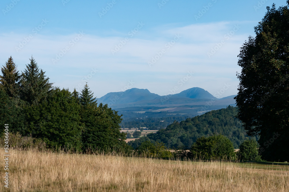 view of mountains in the Trossachs National Park from Kings Park in Stirling