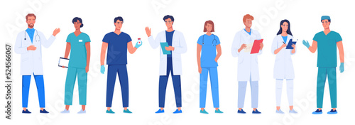 Medical workers, doctors and nurses. Medical uniform vector illustration