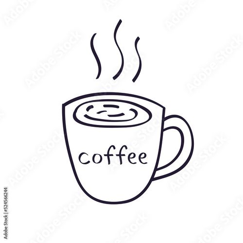 Hot espresso coffee cup isolated hand drawn doodle line sketch vector icon
