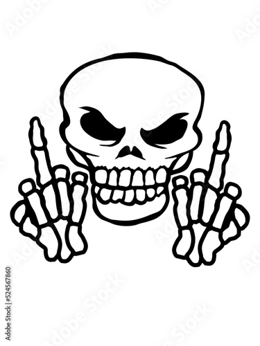 Böser Schädel Mittelfinger zeigen 
