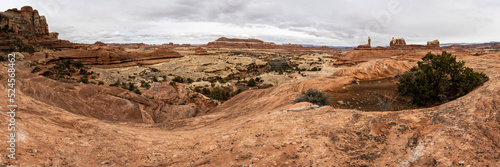 Panorama of The Peekaboo Trail With Shaman Rock On The Horizon