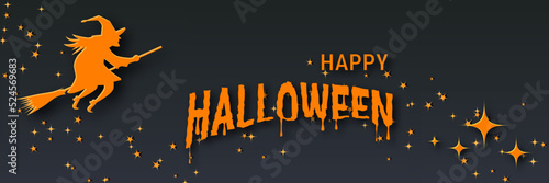 Halloween night horizontal banner vector design template 