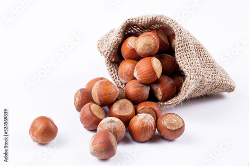 Shelled hazelnuts on the wh...