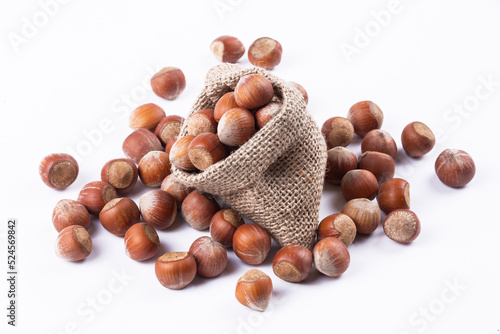 Shelled hazelnuts on the wh...