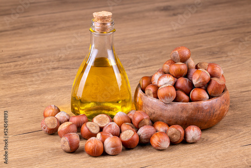 Shelled hazelnuts and hazel...